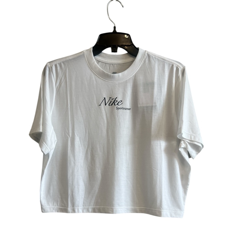 Nike Women's White Cropped Short Sleeve Tee Size XL